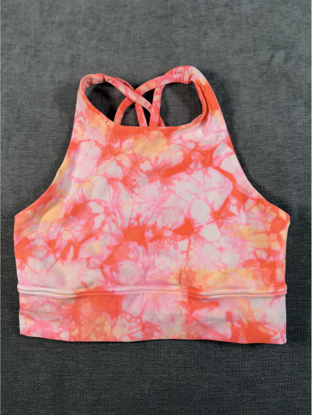 Lululemon Energy Bra High Neck Long Line Shibori Tie-Dye Sports Bra, Size 6